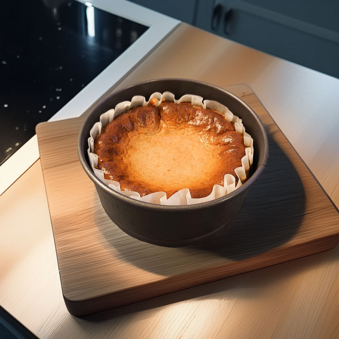 Hojicha Basque Cheesecake top